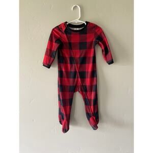 North Pole 12m red/black Buffalo Plaid Christmas Pajama Sleeper